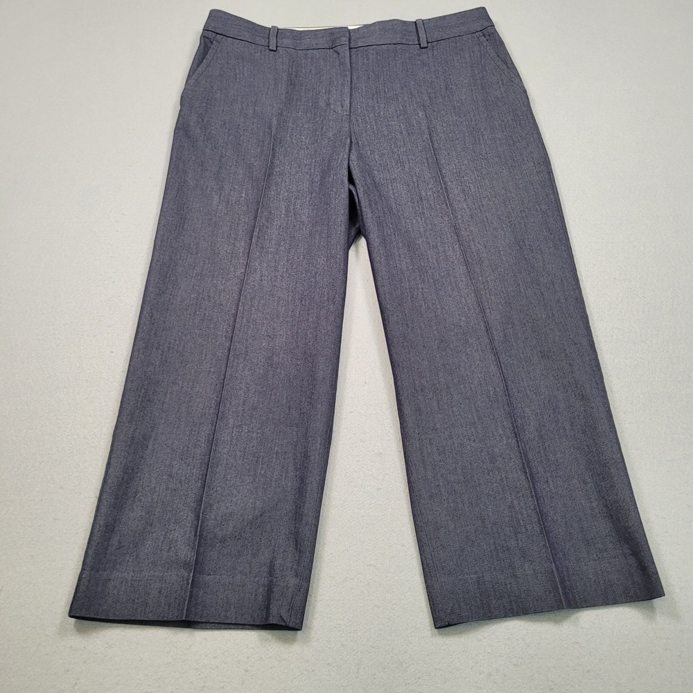 Talbots Womens Navy White Mills Wide Leg‎ Crop Pants Size 14 201016025